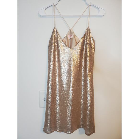 Showpo Night In Vegas Sequin Gold Dress Women Size 4 - Picture 3 of 7